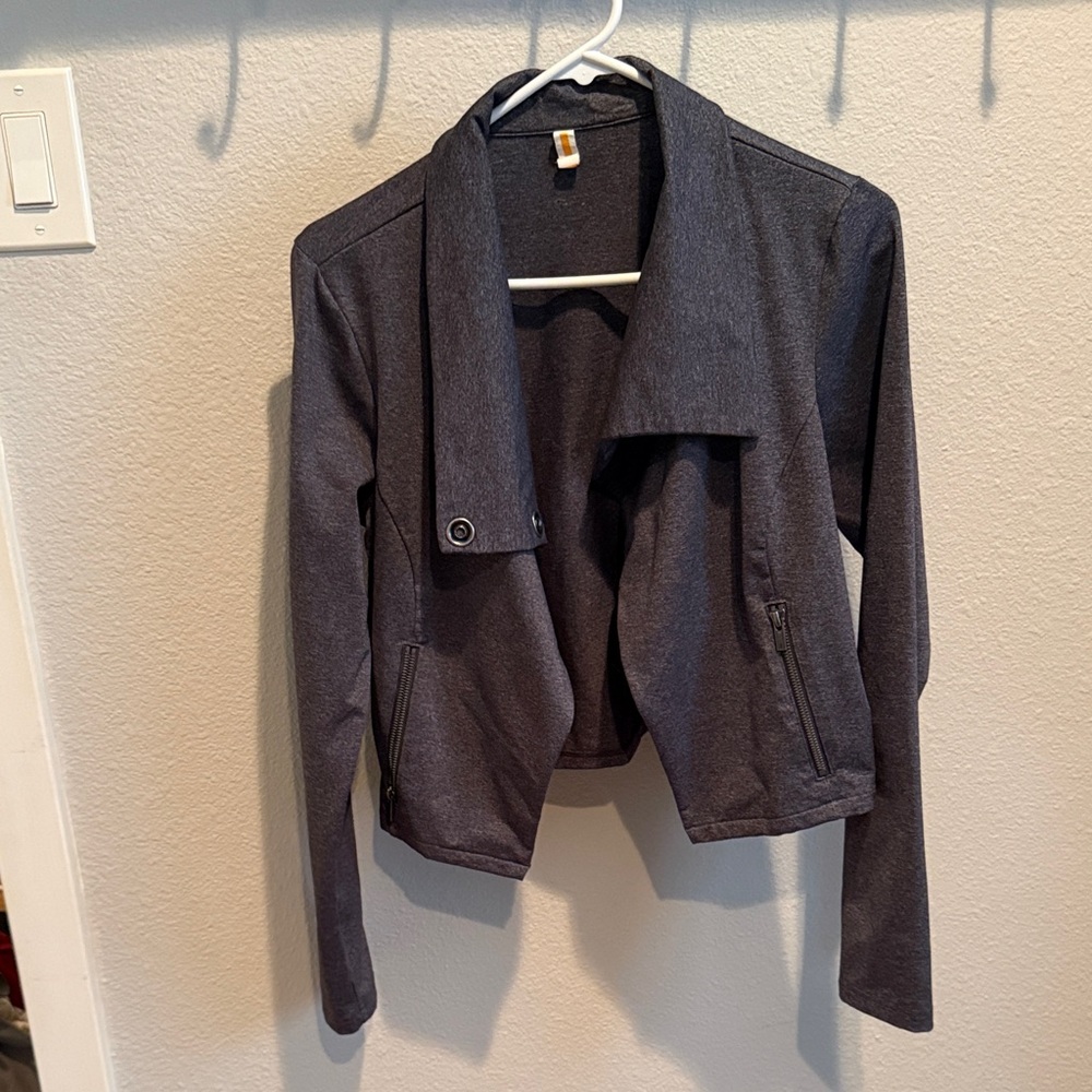 Lucy Dark Gray Cropped Open-Front Blazer Jacket